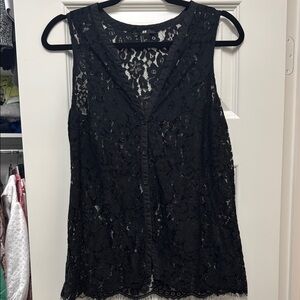 H&M Black Lace Sleeveless Blouse